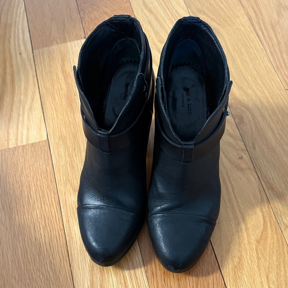Rag & Bone Black Leather Ankle Boots - Size 37